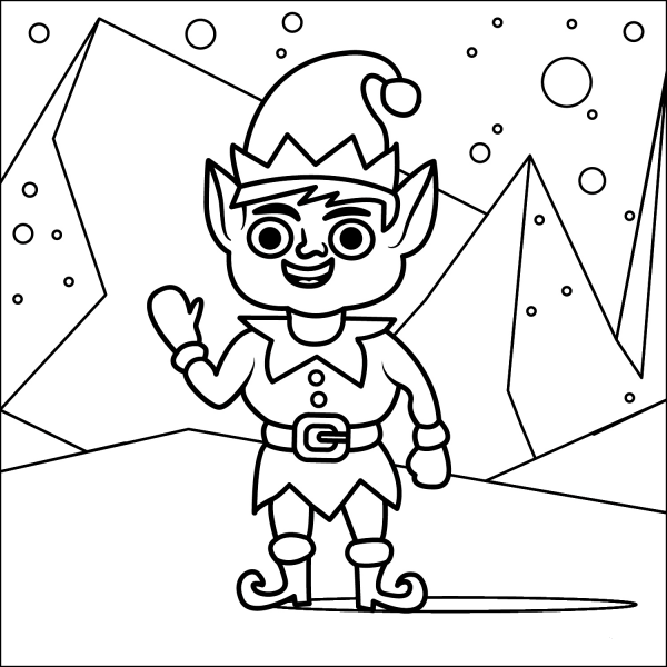 Christmas Elf coloring page image