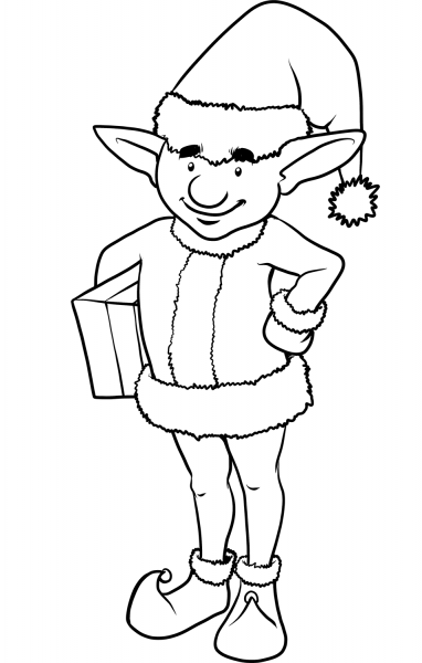 Christmas Elf coloring page image