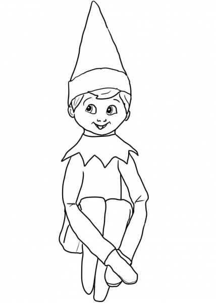 Christmas Elf on Shelf coloring page image