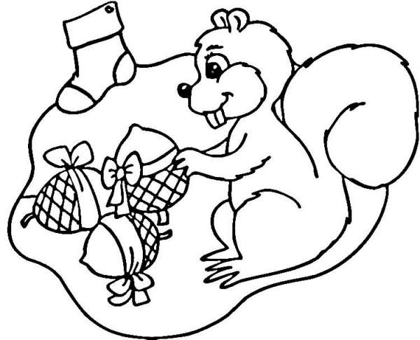 Christmas for Squirrel  coloring page image