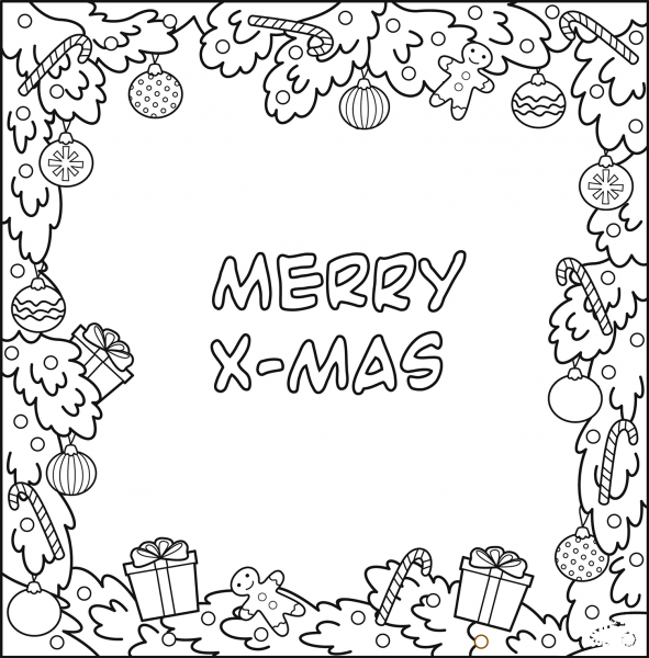 Christmas Frame coloring page image