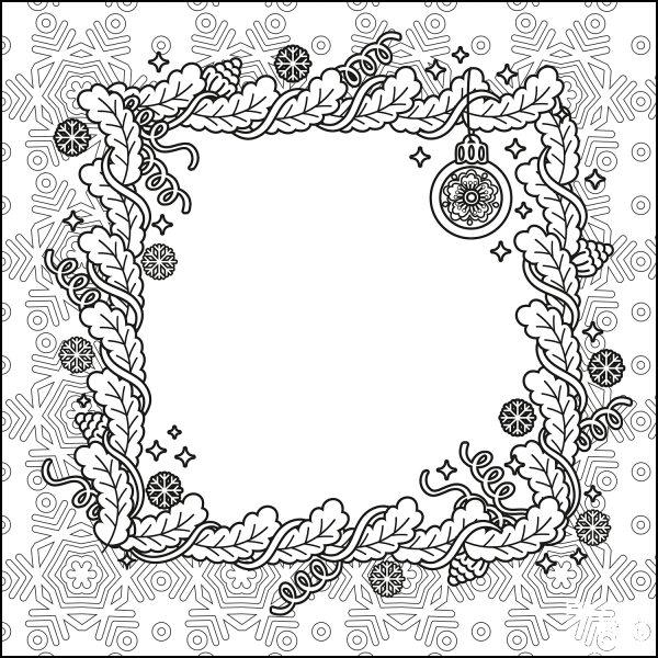 Christmas Frame coloring page image