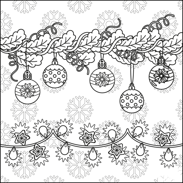 Christmas Garland coloring page image