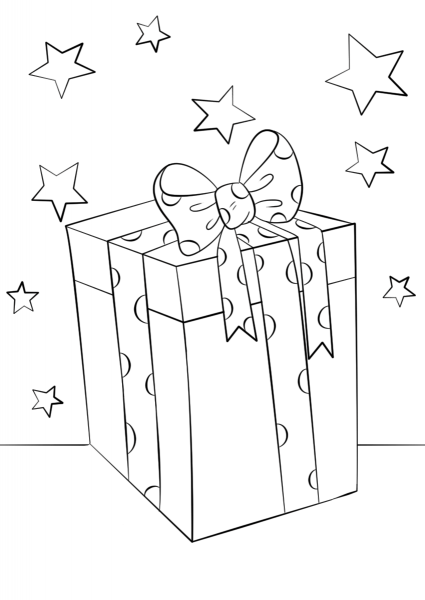 Christmas Gift Box coloring page image
