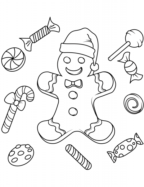 Christmas Gingerbread coloring page image