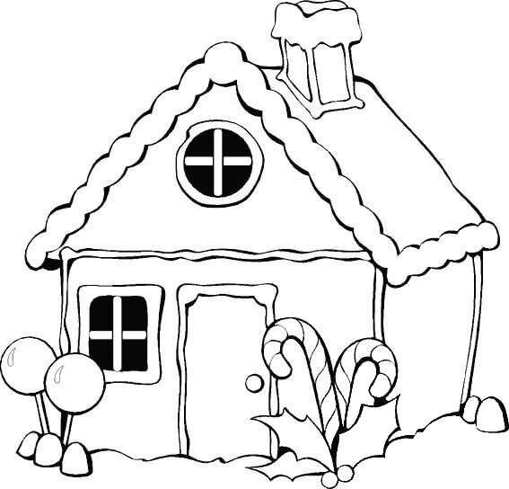 Christmas gingerbread house  coloring page image