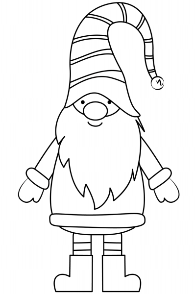 Christmas Gnome coloring page image