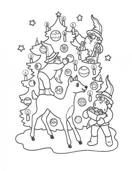 Christmas Gnomes coloring page image