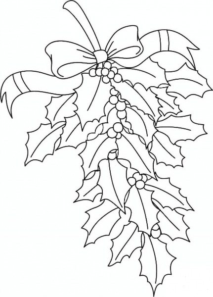 Christmas Holly coloring page image