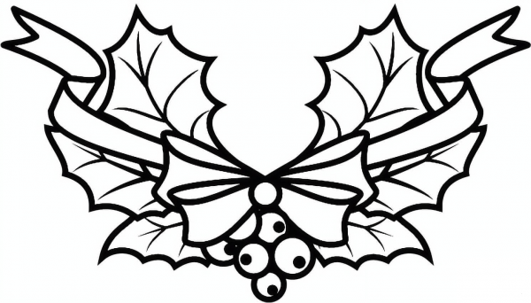 Christmas Holly coloring page image