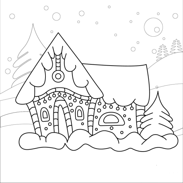 Christmas House coloring page image