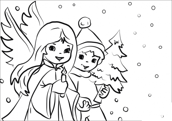 Christmas Kids coloring page image