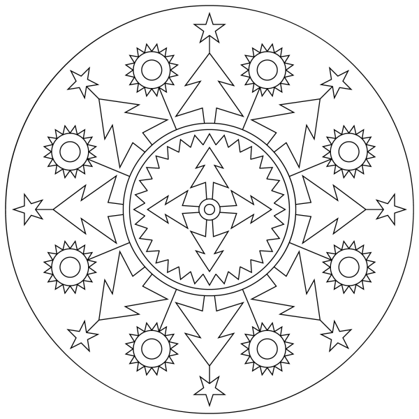 Christmas Mandala coloring page image