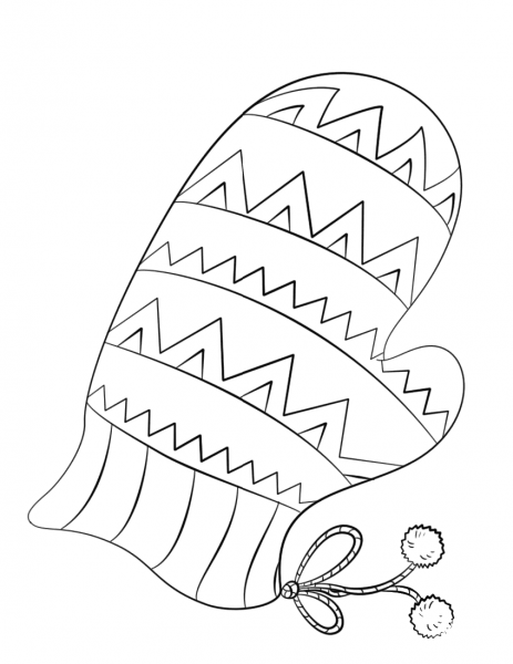 Christmas Mitten coloring page image