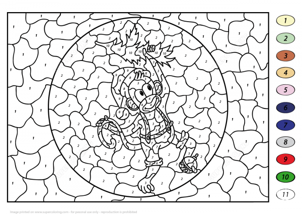 Christmas Monkey Color by Number image