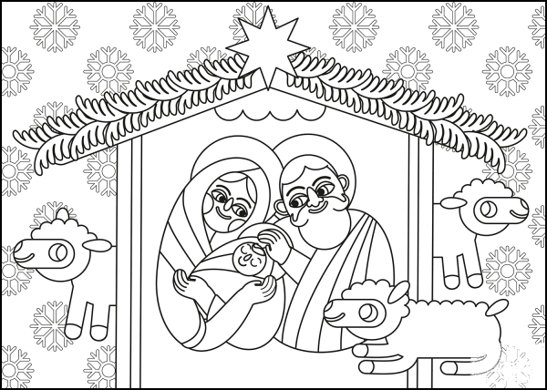 Christmas Nativity coloring page image