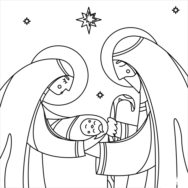 Christmas Nativity coloring page image
