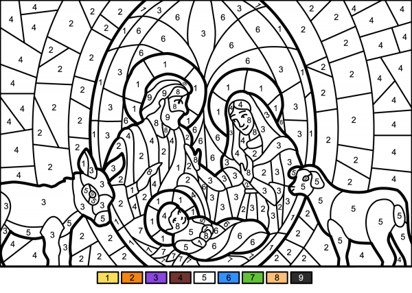 Christmas Nativity Scene Color by Number image