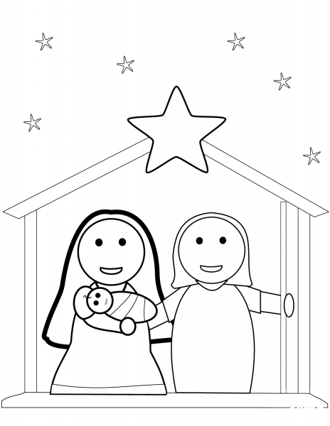 Christmas Nativity Scene coloring page image