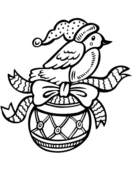 Christmas Ornament with Bird coloring page image