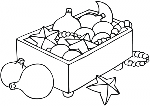 Christmas Ornaments in a Box coloring page image