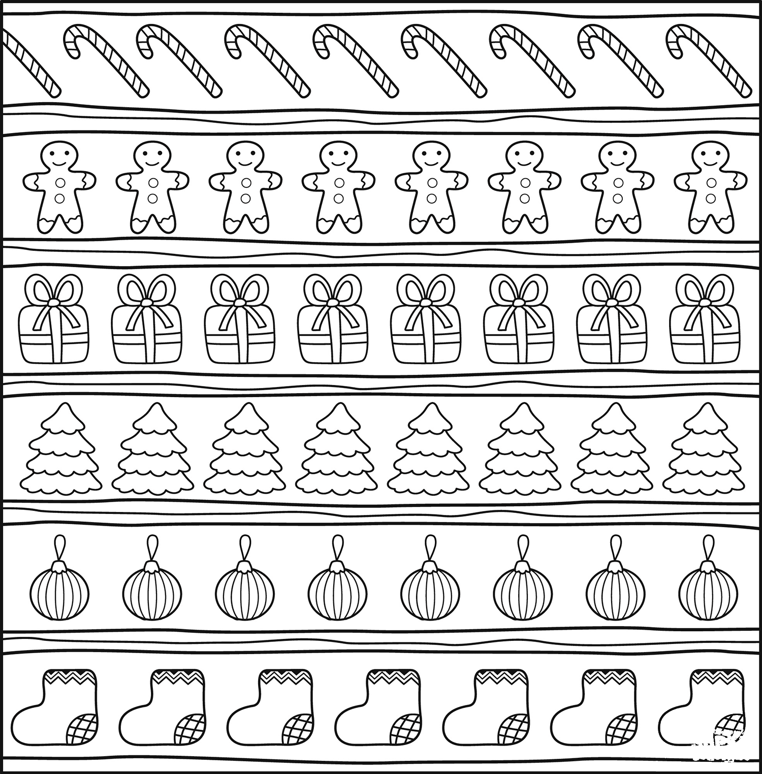 Christmas Pattern Coloring Page ColouringPages