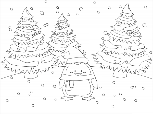 Christmas Penguin coloring page image