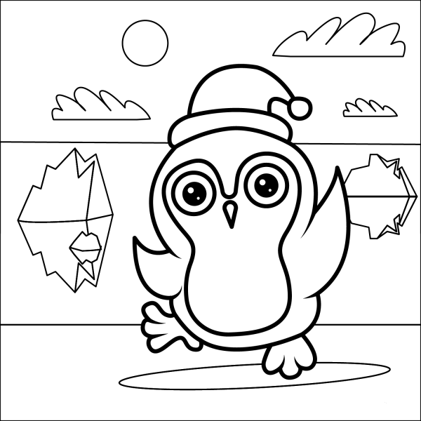 Christmas Penguin coloring page image