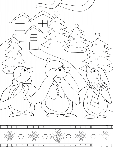 Christmas Penguins coloring page image