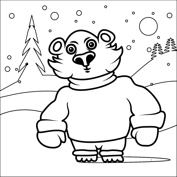 Christmas Polar Bear coloring page image