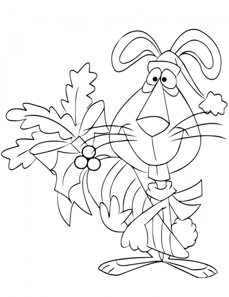 Christmas Rabbit with Carrot coloring page image