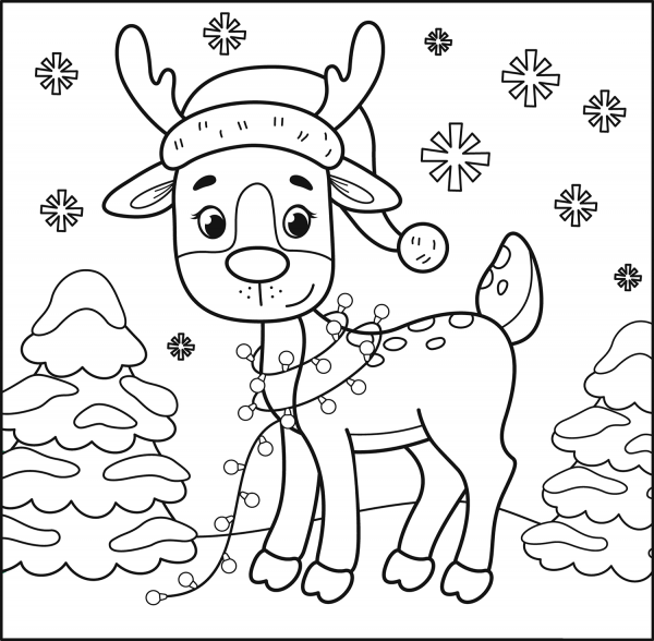 Christmas Reindeer coloring page image