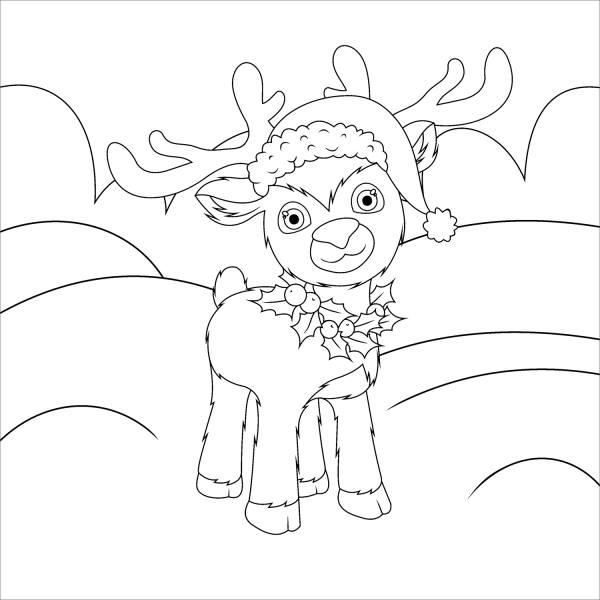 Christmas Reindeer coloring page image