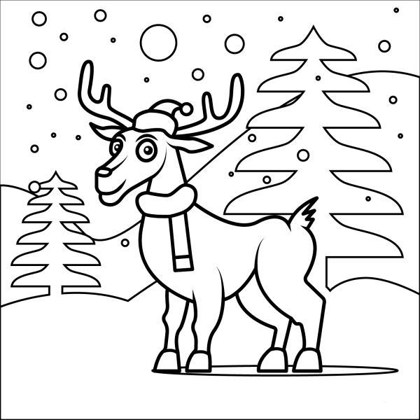 Christmas Reindeer coloring page image