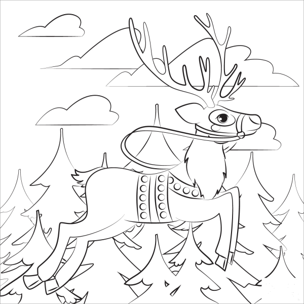 Christmas Reindeer coloring page image