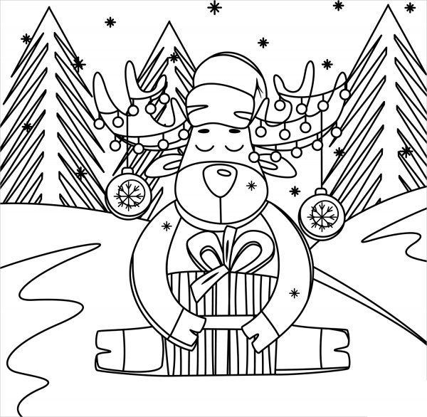 Christmas Reindeer coloring page image