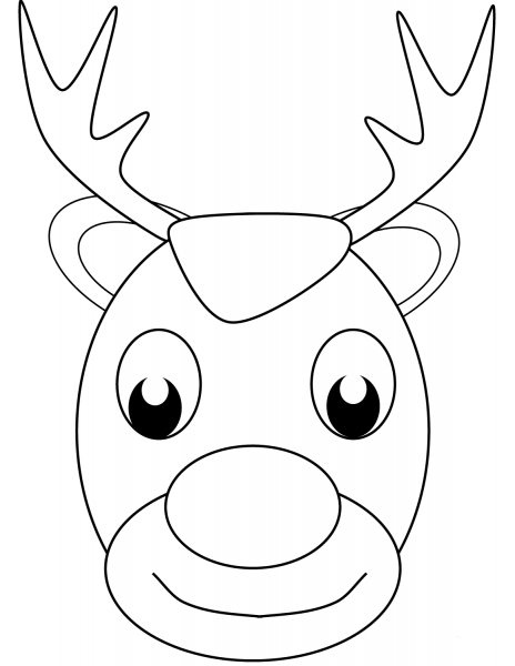 Christmas Reindeer Face coloring page image