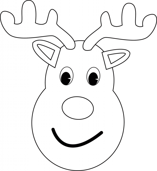 Christmas Reindeer Head coloring page image