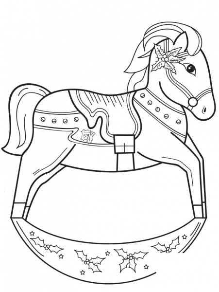 Christmas Rocking Horse coloring page image