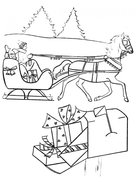 Christmas Scene coloring page image