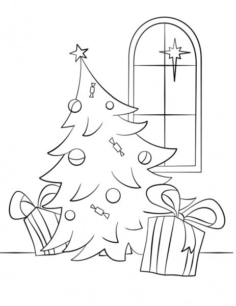Christmas Scene coloring page image
