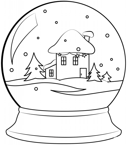 Christmas Snow Globe coloring page image