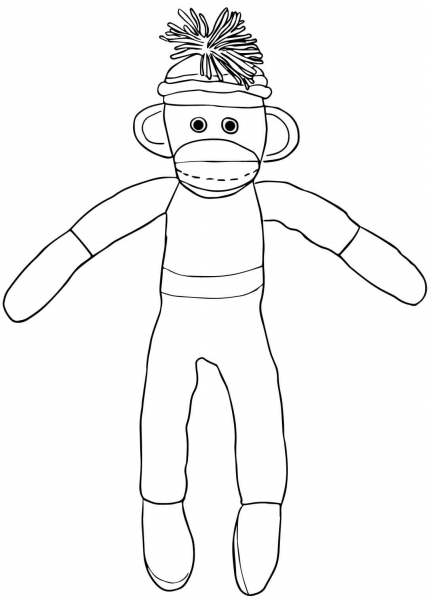 Christmas Sock Monkey coloring page image