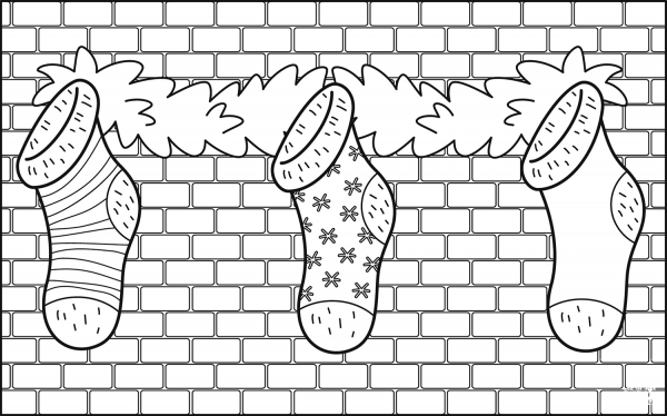 Christmas Stocking coloring page image