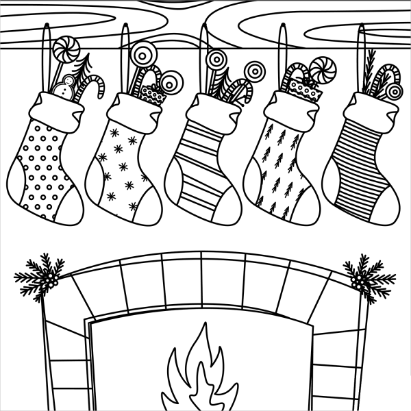 Christmas Stocking coloring page image