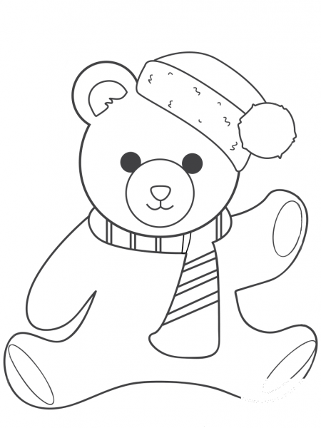 Christmas Teddy Bear coloring page image