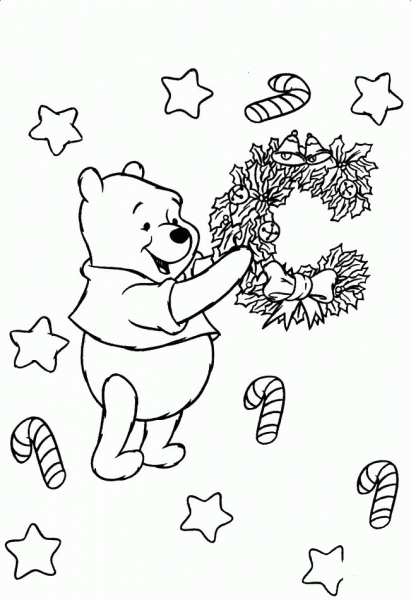 Christmas Time For Pooh  coloring page image
