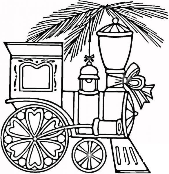 Christmas Train coloring page image