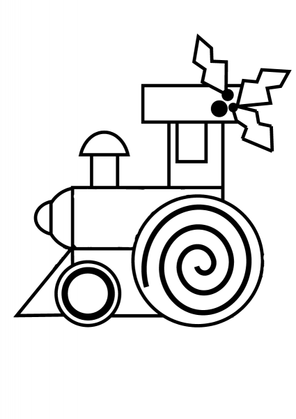 Christmas Train Decorated with Holly coloring page image