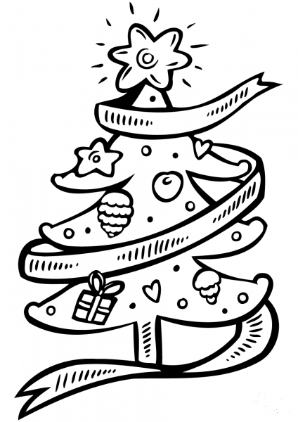 Christmas Tree coloring page image